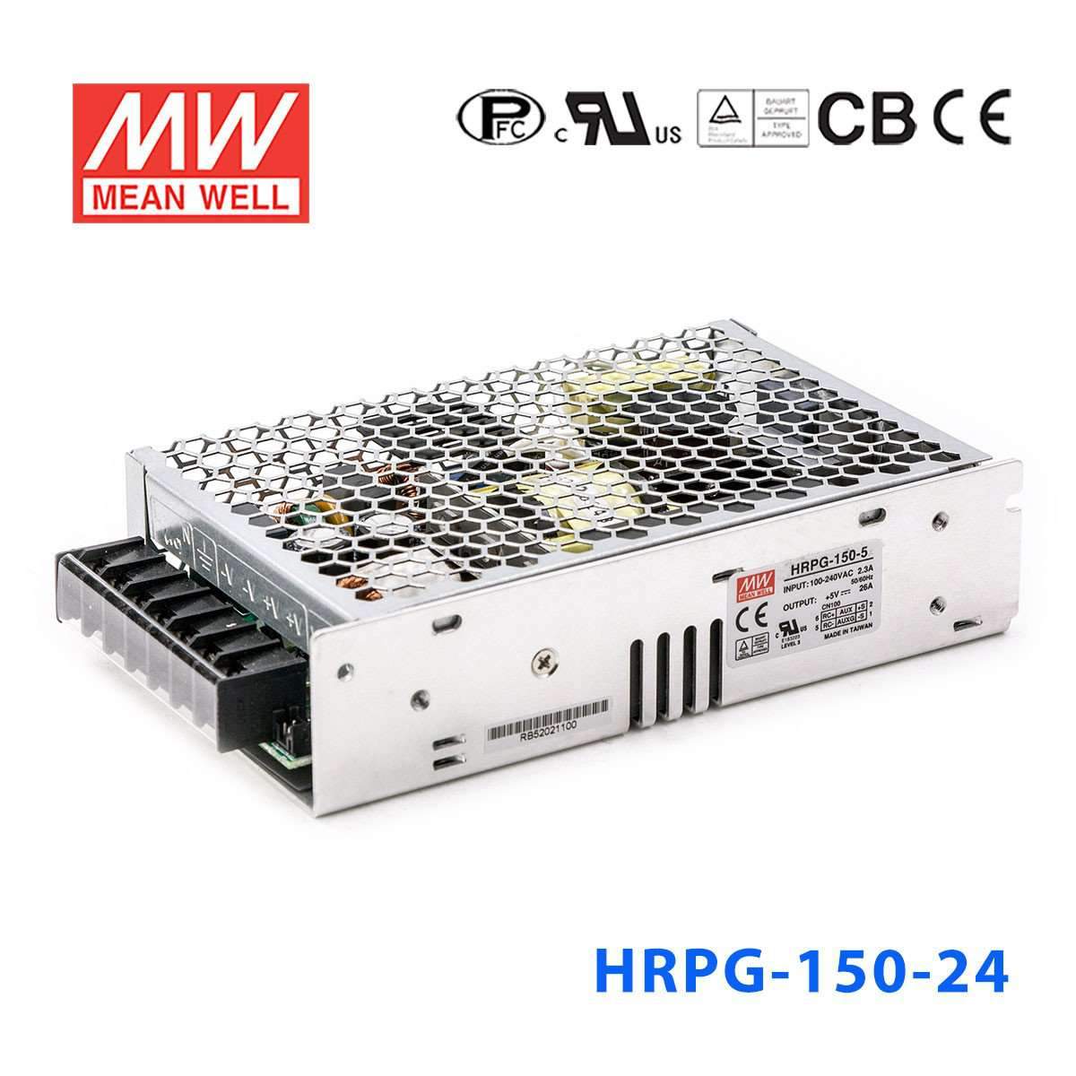 Mean Well HRPG - 150 - 24 Power Supply 156W 24V - HRPG - 150 - 24 - powersupplymall.com