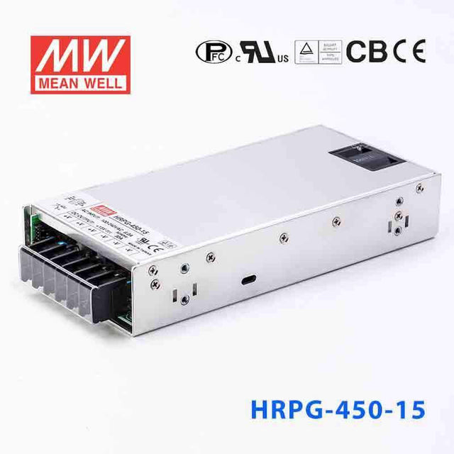 Mean Well HRPG - 450 - 15 Power Supply 450W 15V - HRPG - 450 - 15 - powersupplymall.com