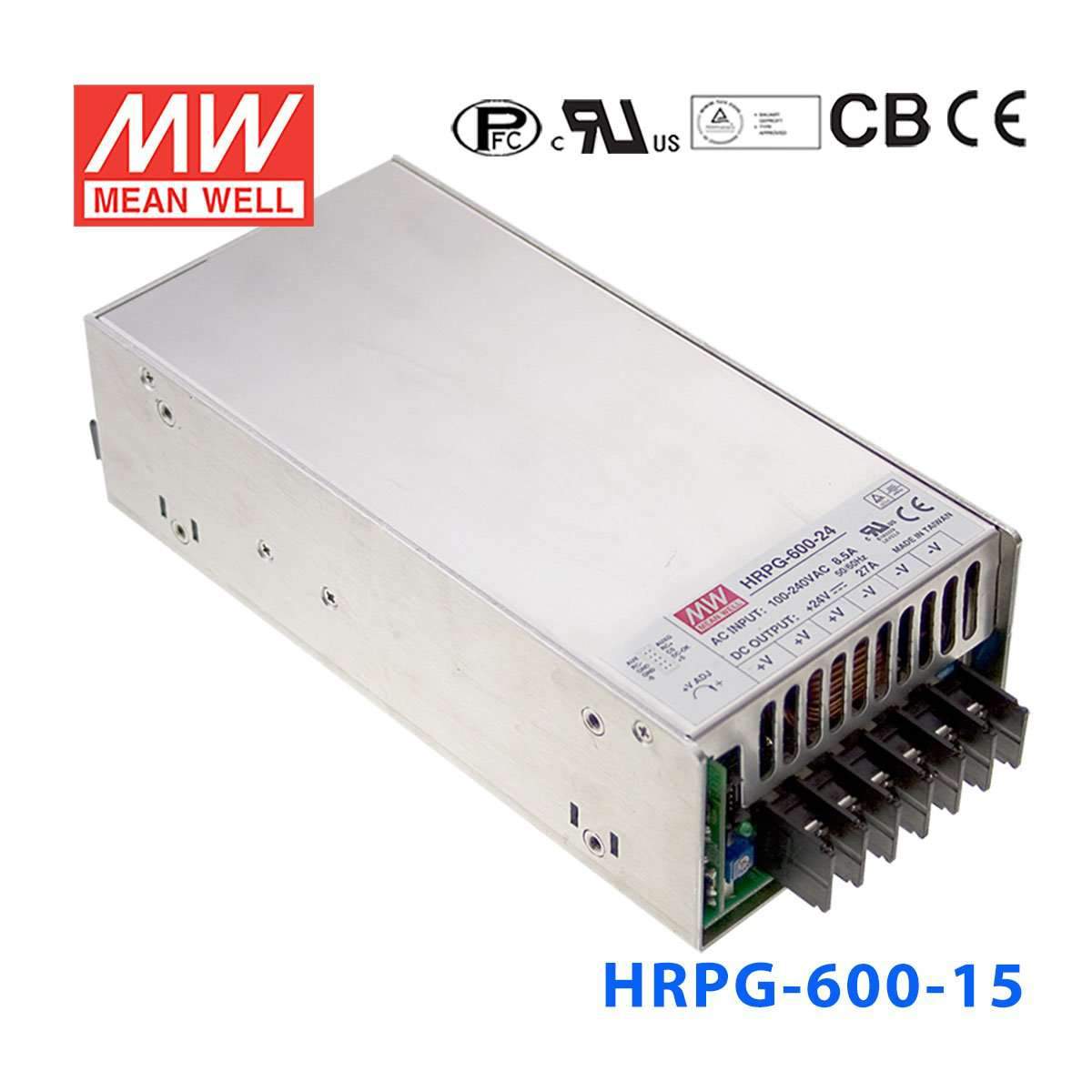 Mean Well HRPGG - 600 - 15 Power Supply 645W 15V - HRPG - 600 - 15 - powersupplymall.com