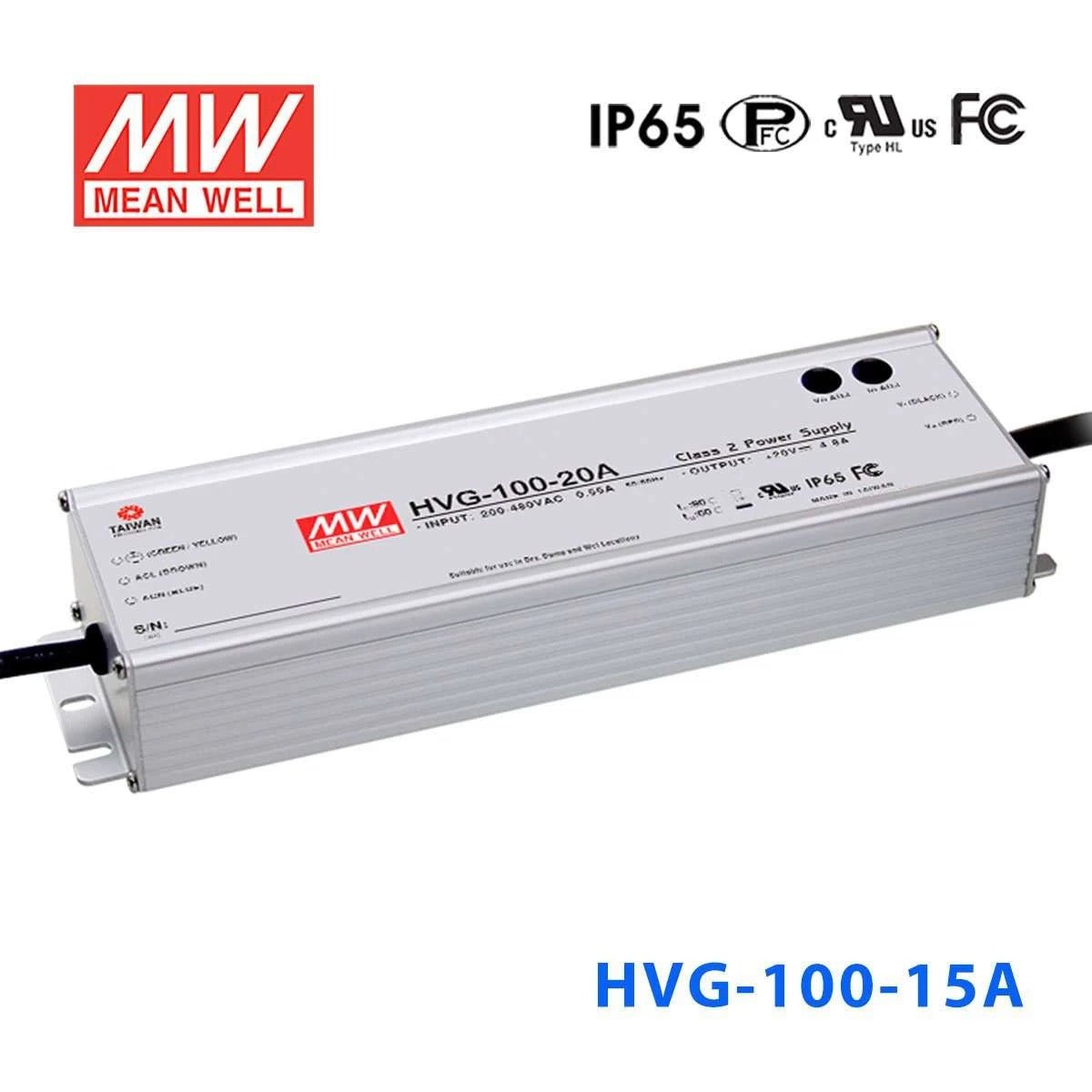 Mean Well HVG - 100 - 15AB Power Supply 75W 15V - Adjustable and Dimmable - HVG - 100 - 15AB - powersupplymall.com