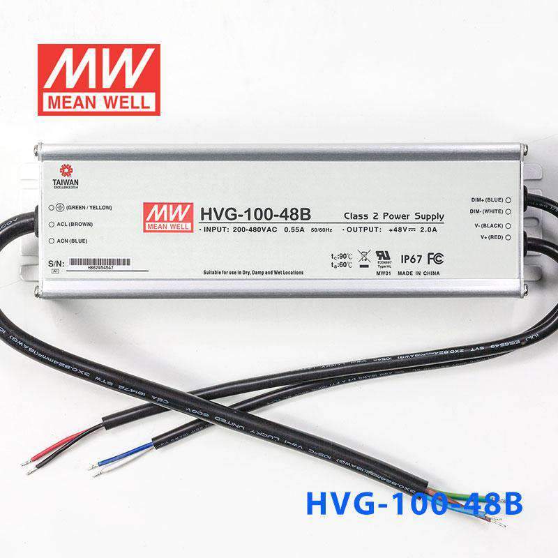 Mean Well HVG-100-48B Power Supply 100W 48V - Dimmable 2A - HVG-100-48B - powersupplymall.com