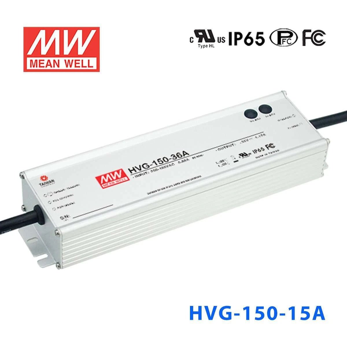Mean Well HVG - 150 - 15AB Power Supply 150W 15V - Adjustable and Dimmable - HVG - 150 - 15AB - powersupplymall.com