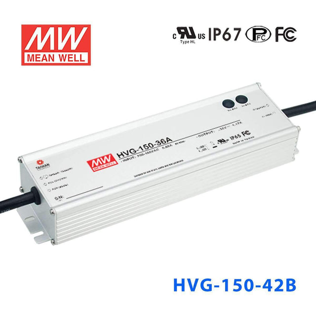 Mean Well HVG-150-42B Power Supply 150W 42V - Dimmable 3.58A - HVG-150-42B - powersupplymall.com