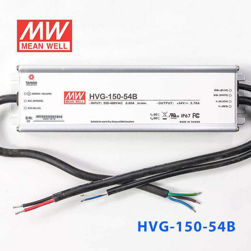 Mean Well HVG-150-54B Power Supply 150W 54V - Dimmable 2.78A - HVG-150-54B - powersupplymall.com