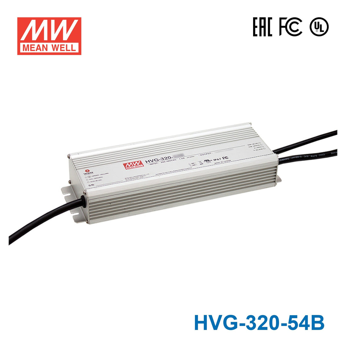 Mean Well HVG-320-54B Power Supply 320W 54V - Dimmable 6A - HVG-320-54B - powersupplymall.com