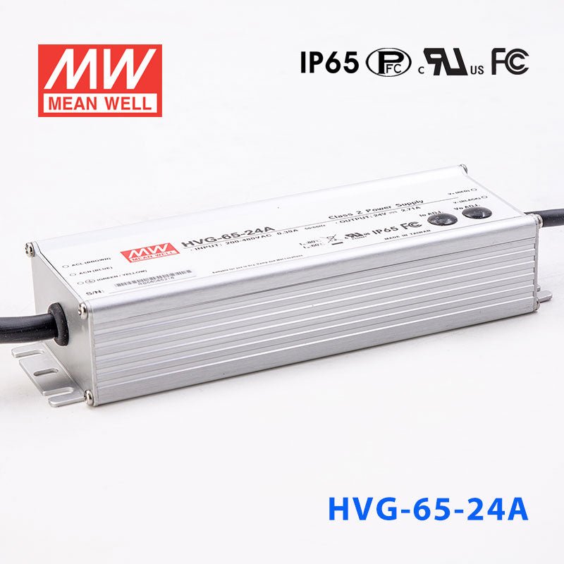 Mean Well HVG-65-24A Power Supply 65W 24V - Adjustable 2.71A - HVG-65-24A - powersupplymall.com