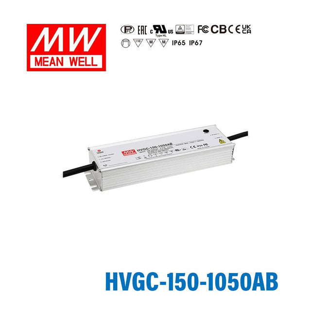 Mean Well HVGC - 150 - 1050AB Power Supply 150W 1050mA - Adjustable and Dimmable - HVGC-150-1050AB - powersupplymall.com