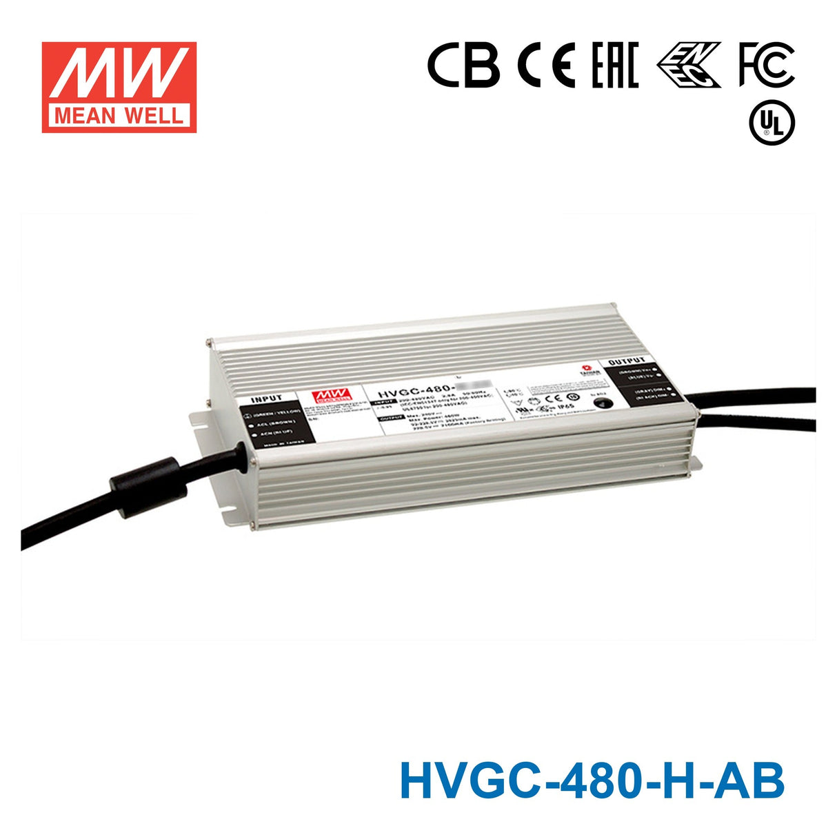 Mean Well HVGC - 480 - H - AB Power Supply 480W 2800mA - Adjustable and Dimmable - HVGC-480-H-AB - powersupplymall.com
