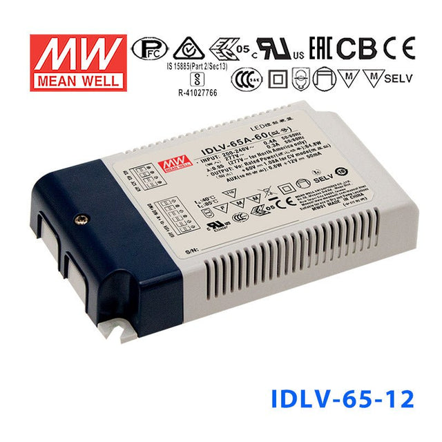 Mean Well IDLV-65-12 Power Supply 65W 12V, Dimmable 4.2A - IDLV-65-12 - powersupplymall.com
