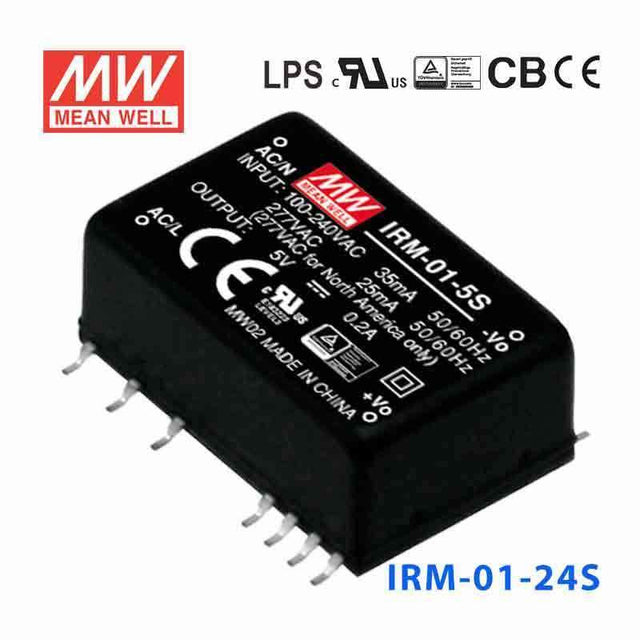 Mean Well IRM - 01 - 24S Switching Power Supply 1W 24V 72mA - Encapsulated - IRM - 01 - 24S - powersupplymall.com