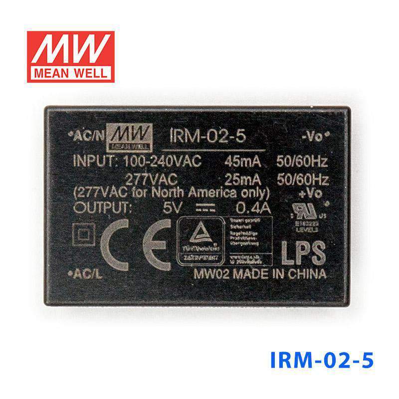 Mean Well IRM-02-5 Switching Power Supply 2W 5V 400mA - Encapsulated - IRM-02-5 - powersupplymall.com