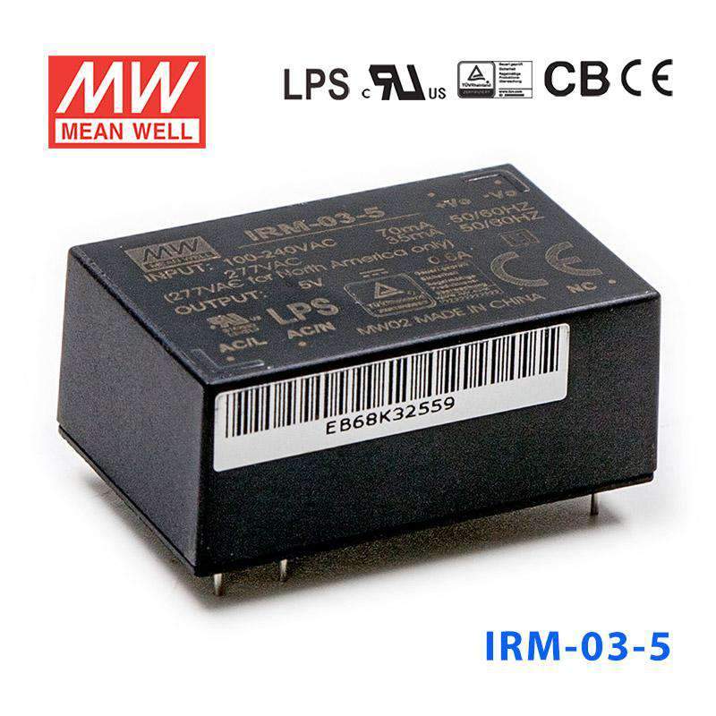 Mean Well IRM - 03 - 5 Switching Power Supply 3W 5V 600mA - Encapsulated - IRM - 03 - 5 - powersupplymall.com