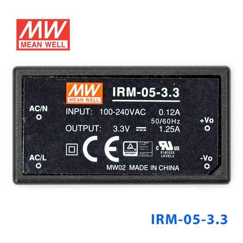 Mean Well IRM - 05 - 3.3 Switching Power Supply 4.125W 3.3V 1.25A - Encapsulated - IRM - 05 - 3.3 - powersupplymall.com