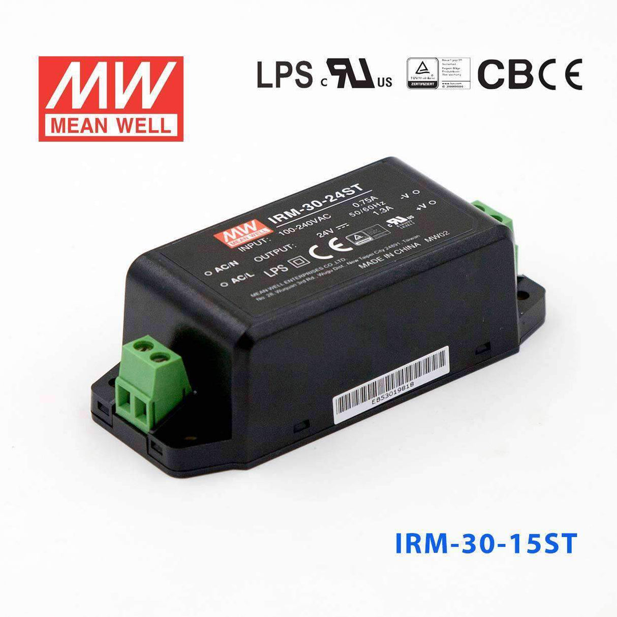 Mean Well IRM - 30 - 15ST Switching Power Supply 3W 15V 2A - Encapsulated - IRM - 30 - 15ST - powersupplymall.com