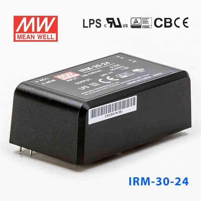 Mean Well IRM - 30 - 24 Switching Power Supply 3W 24V 1.3A - Encapsulated - IRM - 30 - 24 - powersupplymall.com