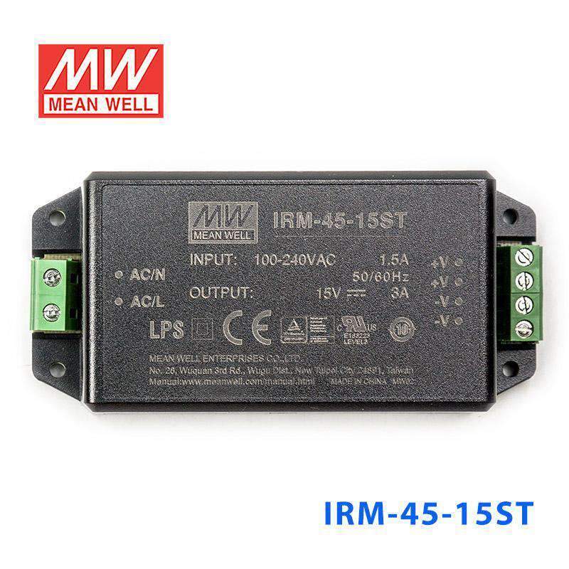 Mean Well IRM-45-15ST Switching Power Supply 45W 15V 3A - Encapsulated - IRM-45-15ST - powersupplymall.com