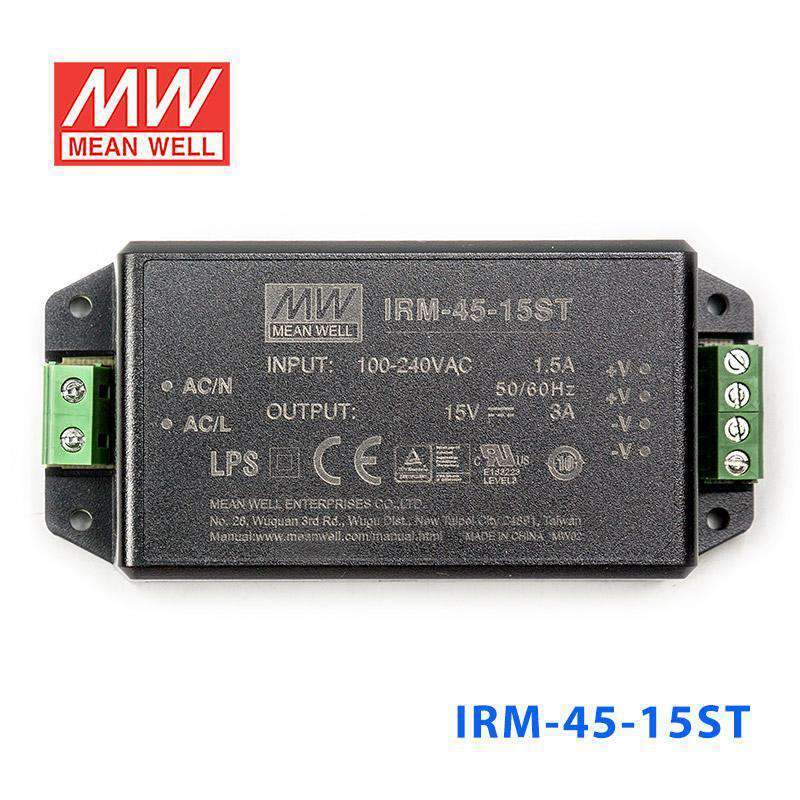 Mean Well IRM - 45 - 15ST Switching Power Supply 45W 15V 3A - Encapsulated - IRM - 45 - 15ST - powersupplymall.com