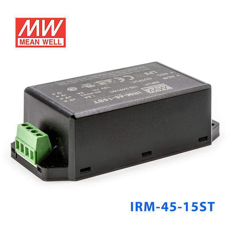 Mean Well IRM - 45 - 15ST Switching Power Supply 45W 15V 3A - Encapsulated - IRM - 45 - 15ST - powersupplymall.com