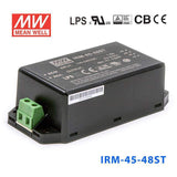 Mean Well IRM-45-48ST Switching Power Supply 45.12W 48V 0.94A - Encapsulated - IRM-45-48ST - powersupplymall.com