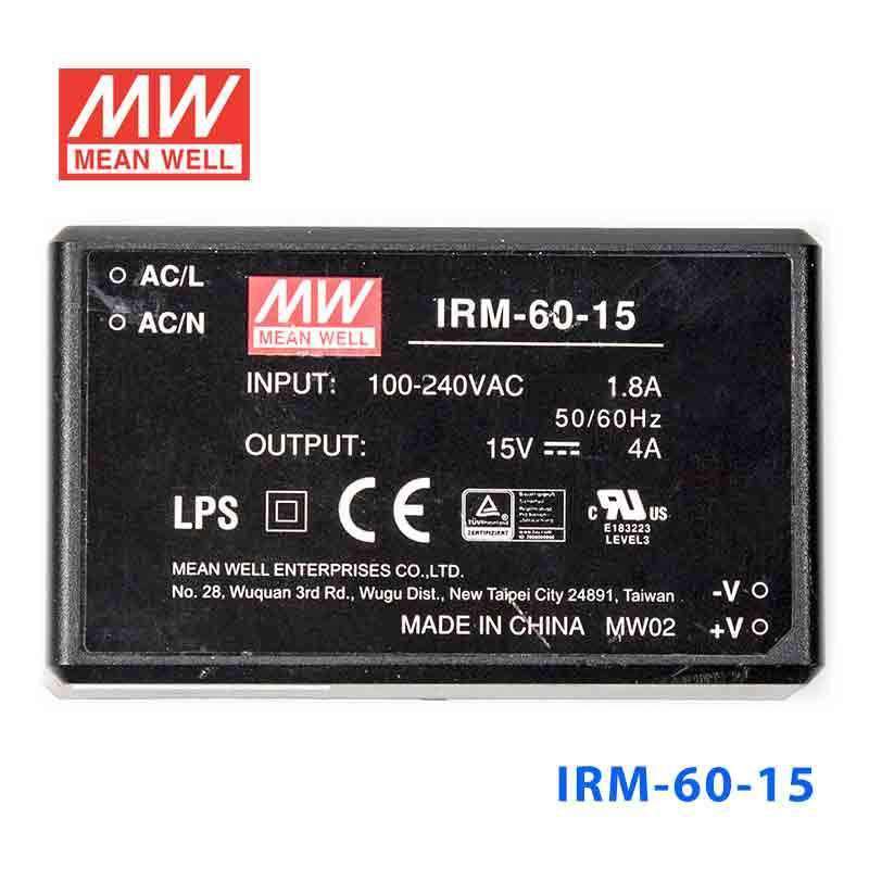 Mean Well IRM-60-15 Switching Power Supply 60W 15V 4A - Encapsulated - IRM-60-15 - powersupplymall.com