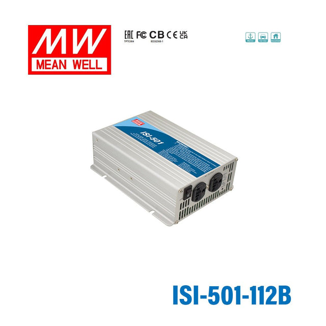 Mean Well ISI-501-112B True Sine Wave DC-AC Inverter 450W 110V out 12V in with MPPT Solar Charger - ISI-501-112B - powersupplymall.com