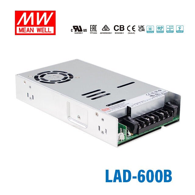 Mean Well LAD - 600B Security/Fire Alarm PSU with Battery Charger/UPS, 600W, 27.6V, TTL Signal - LAD - 600B - powersupplymall.com