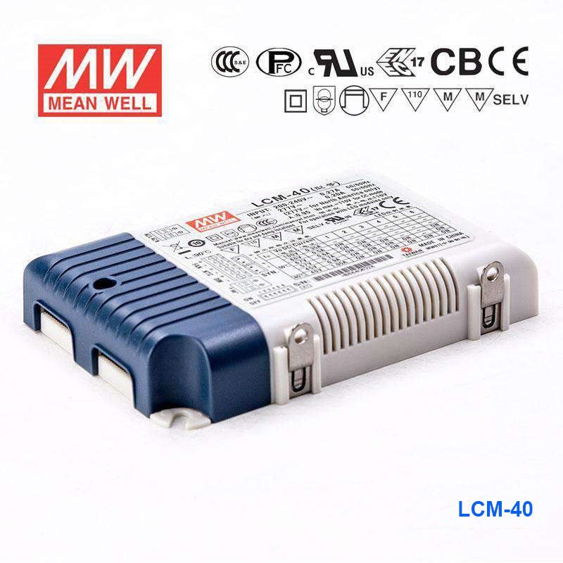 Mean Well LCM - 40 Power Supply 42W 350mA 500mA 600mA 700mA(default) 900mA 1050mA - Dimmable - LCM - 40 - powersupplymall.com