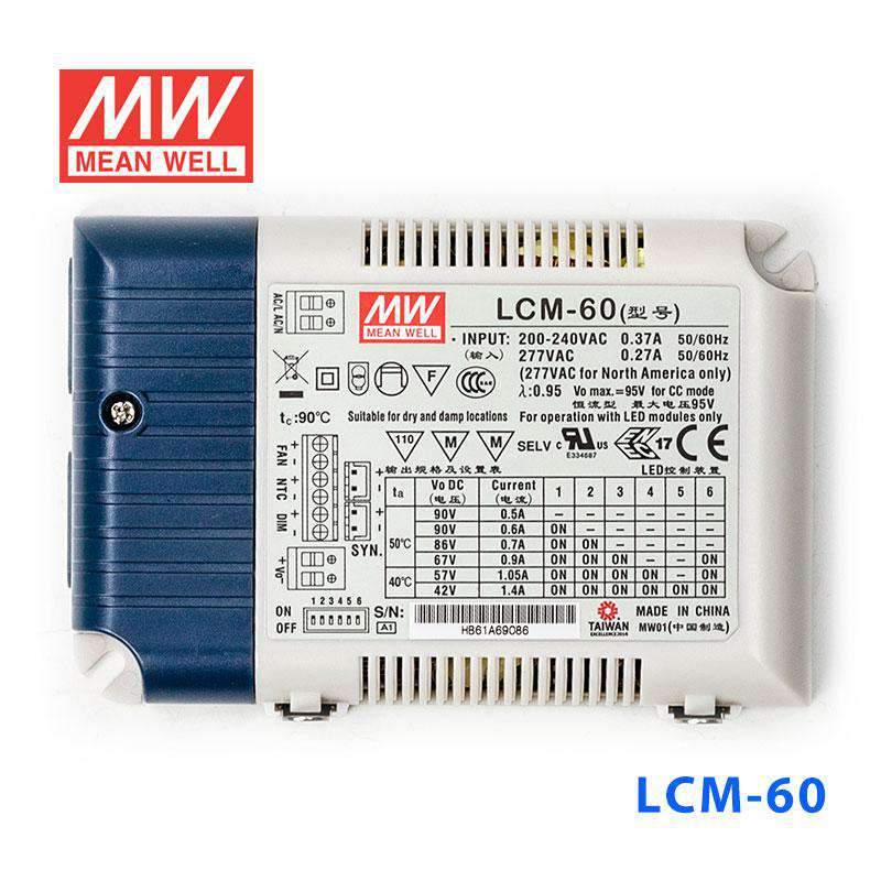 Mean Well LCM - 60 AC - DC Multi - Stage LED driver Constant Current - LCM - 60 - powersupplymall.com