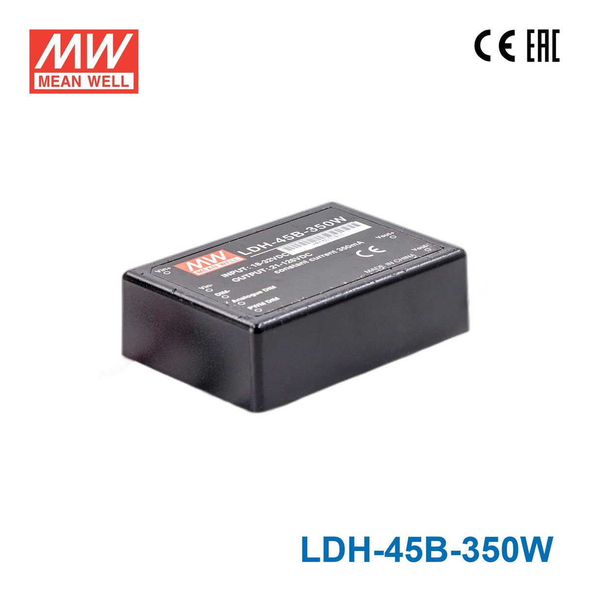 Mean Well LDH-45B-350W DC/DC LED Driver CC 350mA - Step-up - LDH-45B-350W - powersupplymall.com