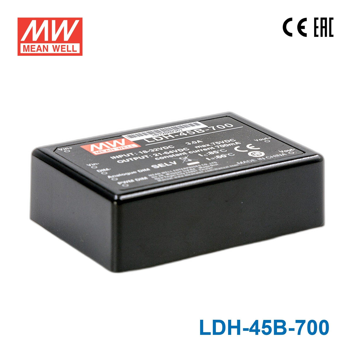 Mean Well LDH-45B-700 DC/DC LED Driver CC 700mA - Step-up - LDH-45B-700 - powersupplymall.com