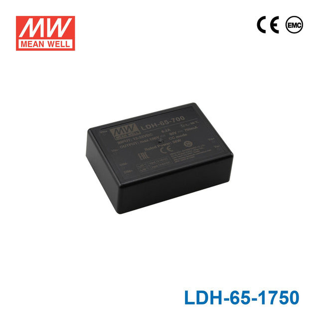 Mean Well LDH DC/DC LED Driver CC 1750mA - Step - up - LDH-65-1750 - powersupplymall.com