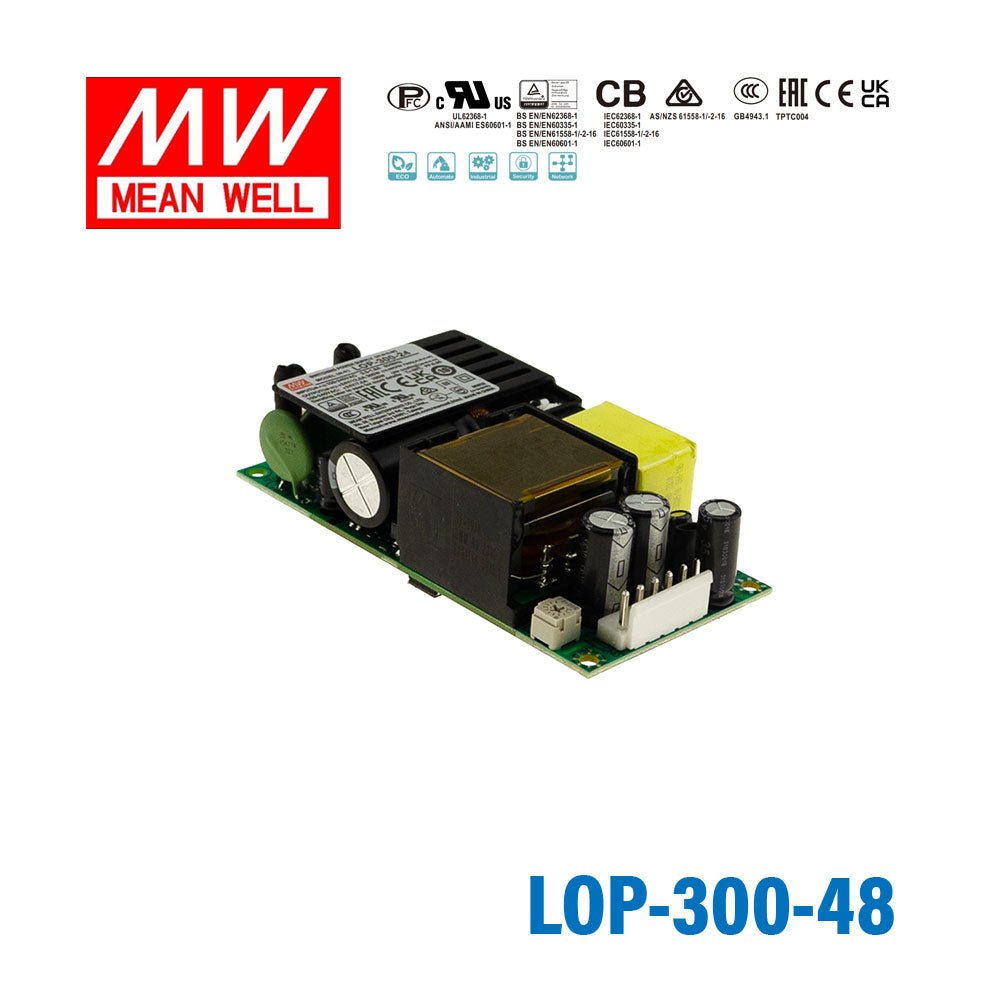 Mean Well LOP - 300 - 48 300W 4"×2" Low Profile Open Frame Power Supply 48V - LOP-300-48 - powersupplymall.com