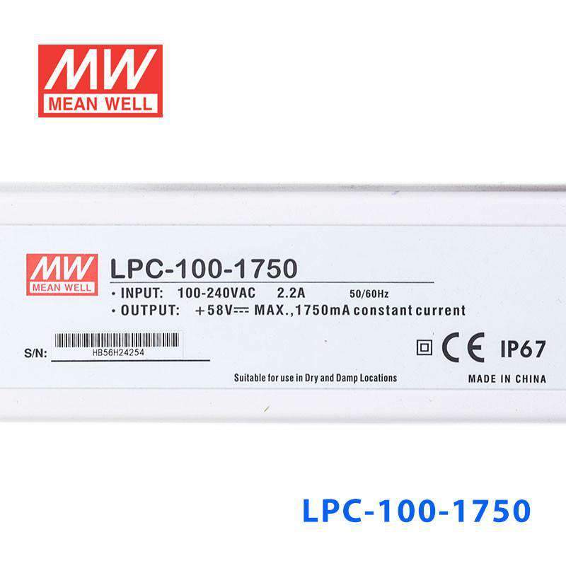 Mean Well LPC - 100 - 1750 Power Supply 100W 1750mA - LPC - 100 - 1750 - powersupplymall.com
