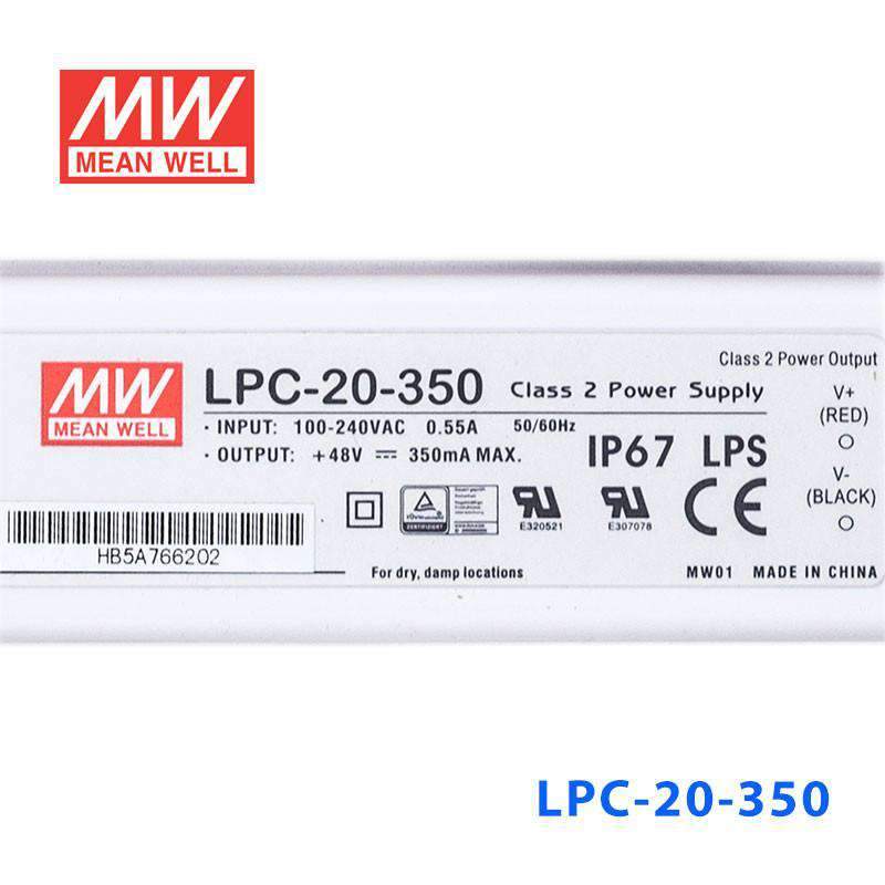 Mean Well LPC-20-350 Power Supply 20W 350mA - LPC-20-350 - powersupplymall.com
