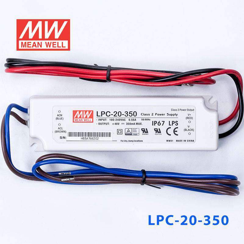 Mean Well LPC-20-350 Power Supply 20W 350mA - LPC-20-350 - powersupplymall.com
