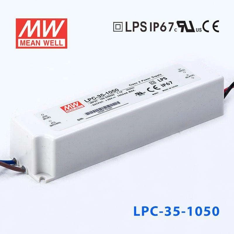 Mean Well LPC-35-1050 Power Supply 35W 1050mA - LPC-35-1050 - powersupplymall.com