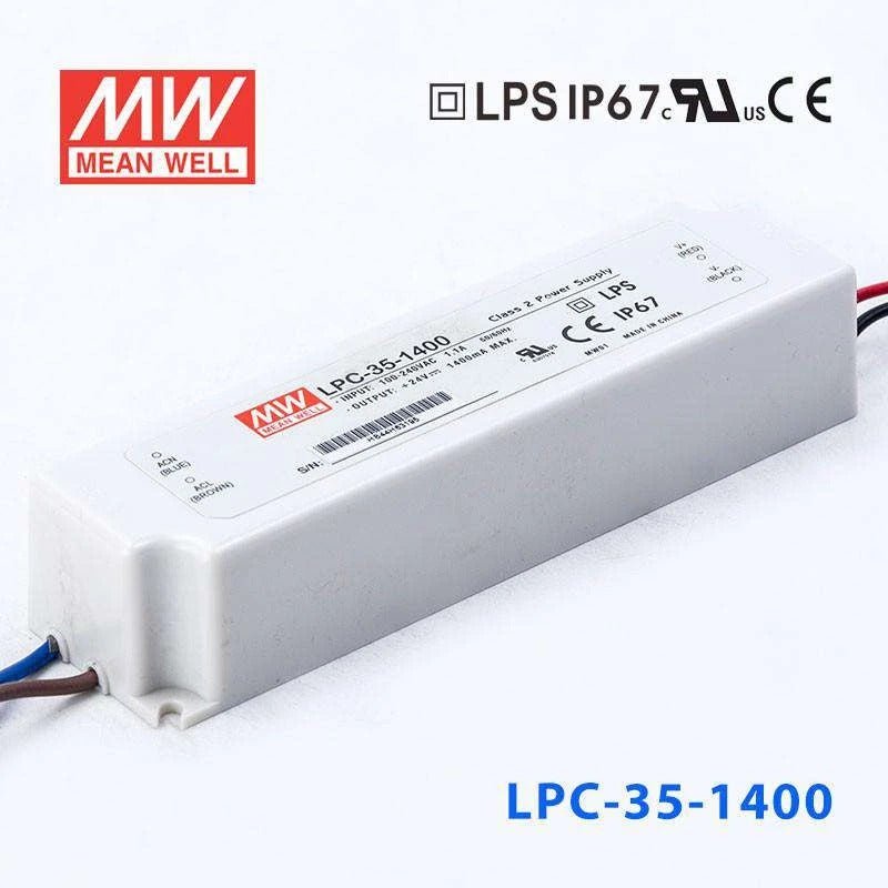 Mean Well LPC-35-1400 Power Supply 35W 1400mA - LPC-35-1400 - powersupplymall.com