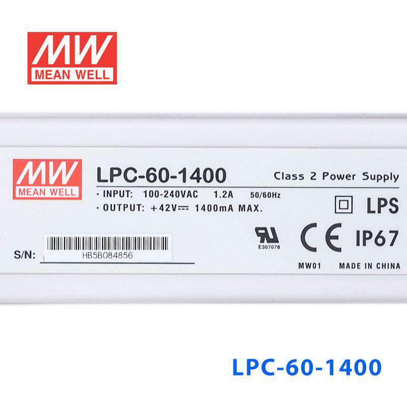 Mean Well LPC - 60 - 1400 Power Supply 60W 1400mA - LPC-60-1400 - powersupplymall.com