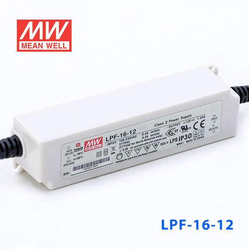 Mean Well LPF-16-12 Power Supply 16W 12V 1.34A - LPF-16-12 - powersupplymall.com