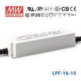 Mean Well LPF-16-15 Power Supply 16W 15V 1.07A - LPF-16-15 - powersupplymall.com