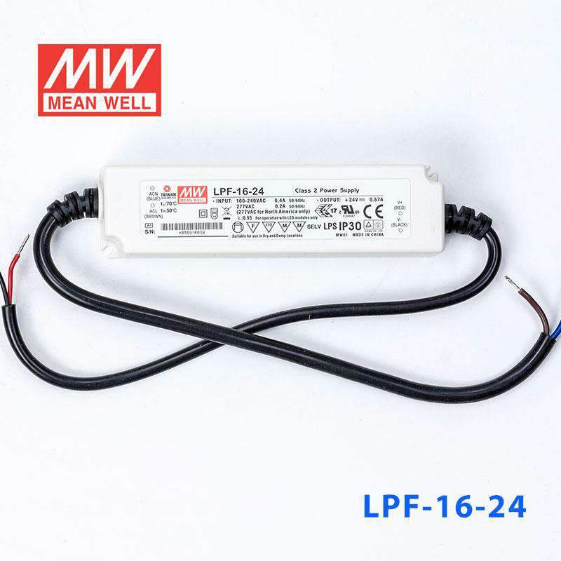 Mean Well LPF-16-24 Power Supply 16W 24V 670mA - LPF-16-24 - powersupplymall.com