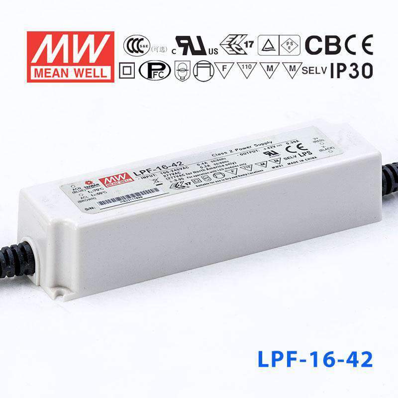 Mean Well LPF-16-42 Power Supply 16W 42V 390mA - LPF-16-42 - powersupplymall.com