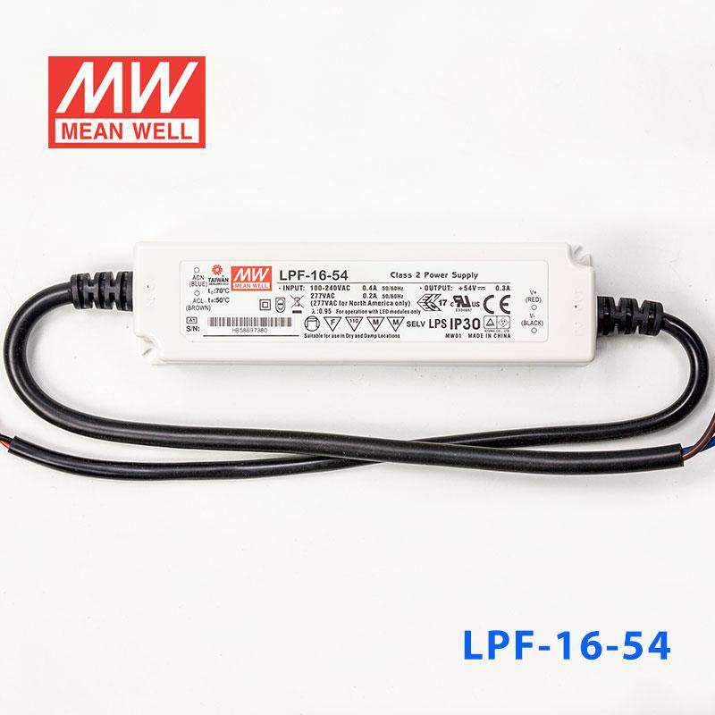 Mean Well LPF-16-54 Power Supply 16W 54V 300mA - LPF-16-54 - powersupplymall.com