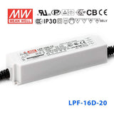 Mean Well LPF-16D-20 Power Supply 16W 20V - Dimmable 800mA - LPF-16D-20 - powersupplymall.com