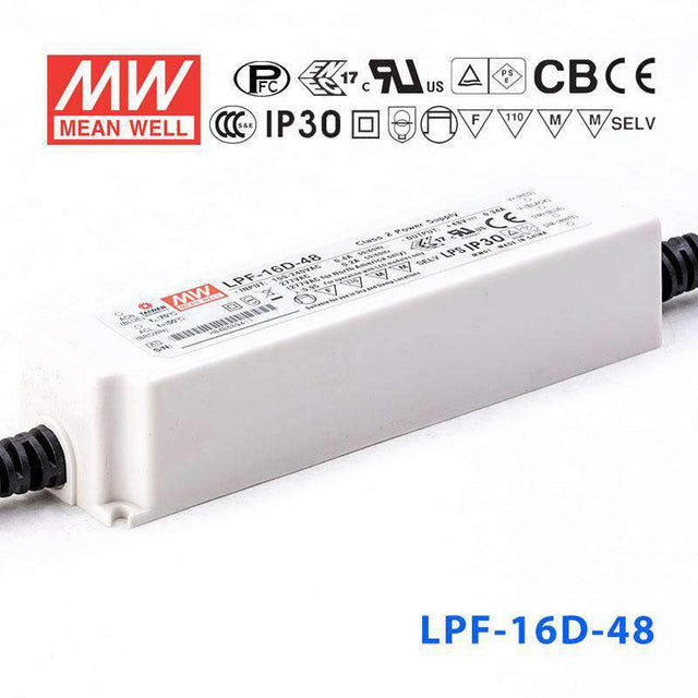 Mean Well LPF - 16D - 48 Power Supply 16W 48V - Dimmable - LPF - 16D - 48 - powersupplymall.com
