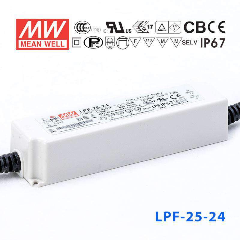 Mean Well LPF-25-24 Power Supply 25W 24V 1.05A - LPF-25-24 - powersupplymall.com