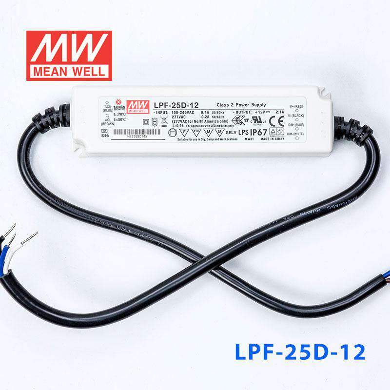 Mean Well LPF - 25D - 12 Power Supply 25W 12V - Dimmable - LPF - 25D - 12 - powersupplymall.com