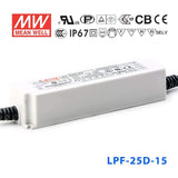 Mean Well LPF-25D-15 Power Supply 25W 15V - Dimmable 1.6A - LPF-25D-15 - powersupplymall.com