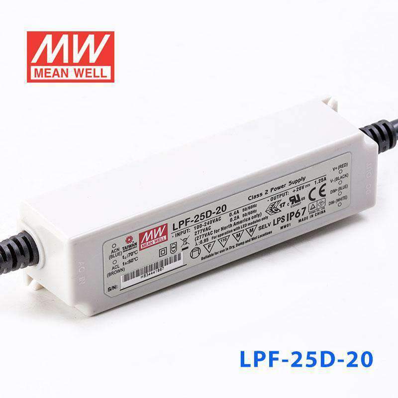 Mean Well LPF - 25D - 20 Power Supply 25W 20V - Dimmable - LPF - 25D - 20 - powersupplymall.com