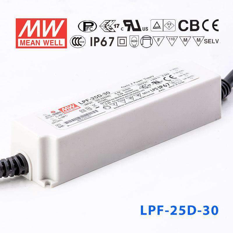 Mean Well LPF - 25D - 30 Power Supply 25W 30V - Dimmable - LPF - 25D - 30 - powersupplymall.com